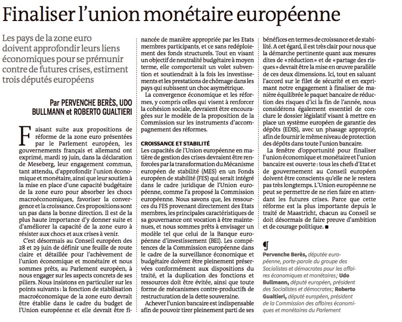 Le Monde - Tribune euro - 29.06.2018